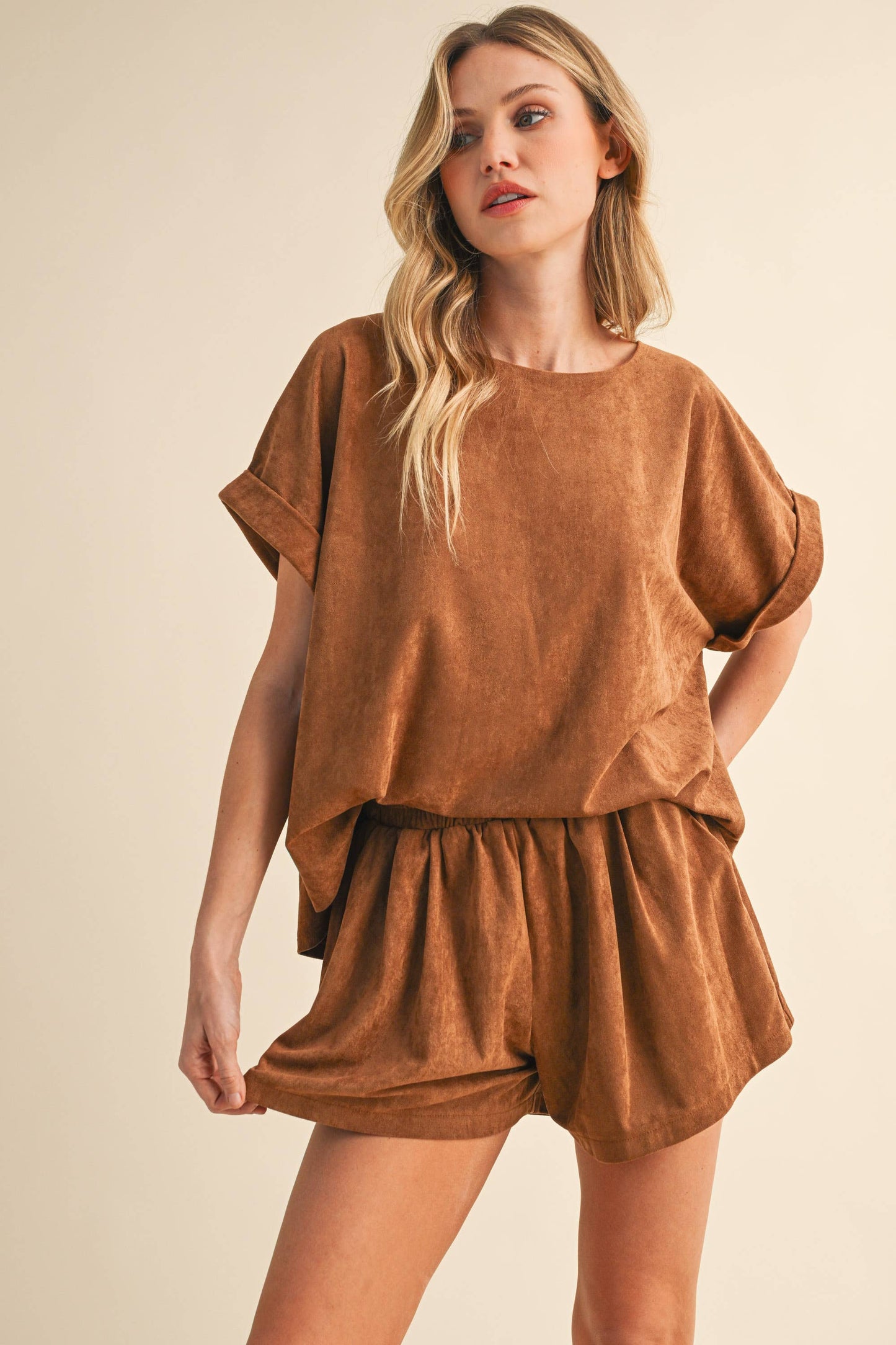 Suede 2 piece short set