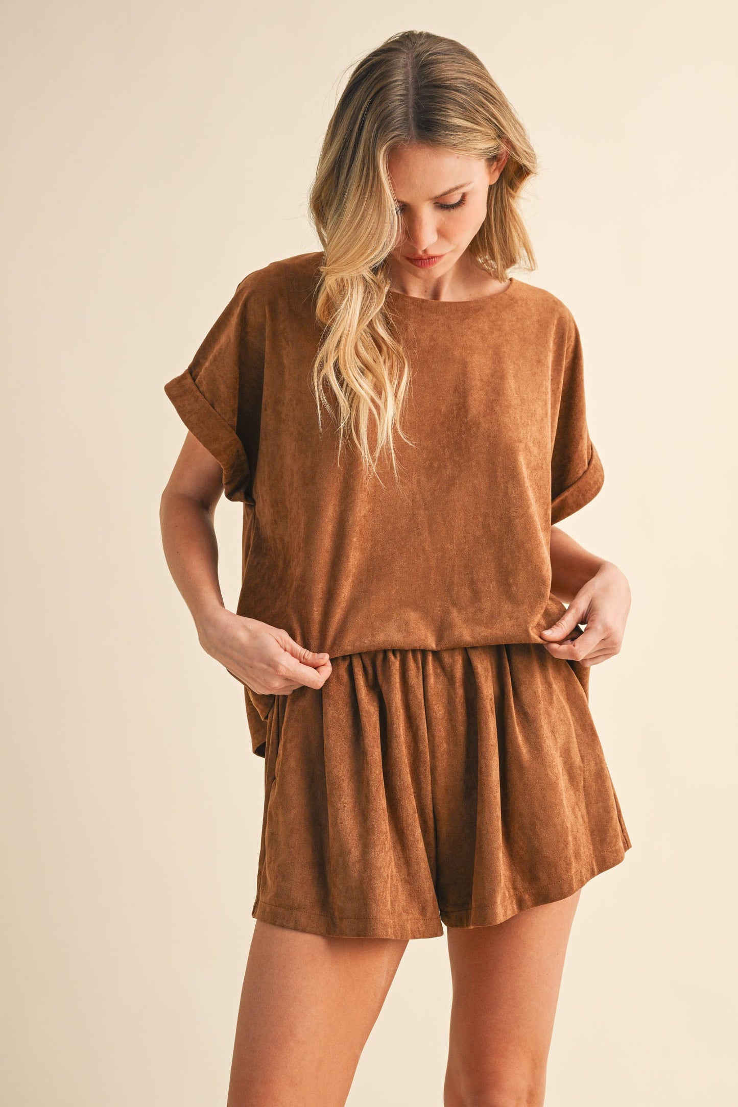Suede 2 piece short set