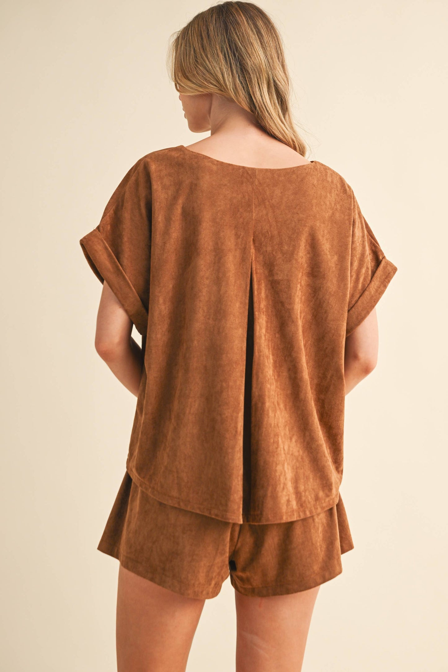 Suede 2 piece short set