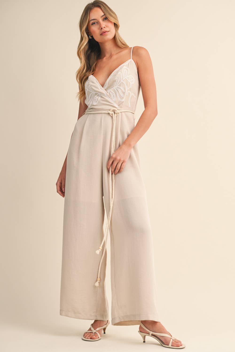 Classic embroidered linen jumpsuit